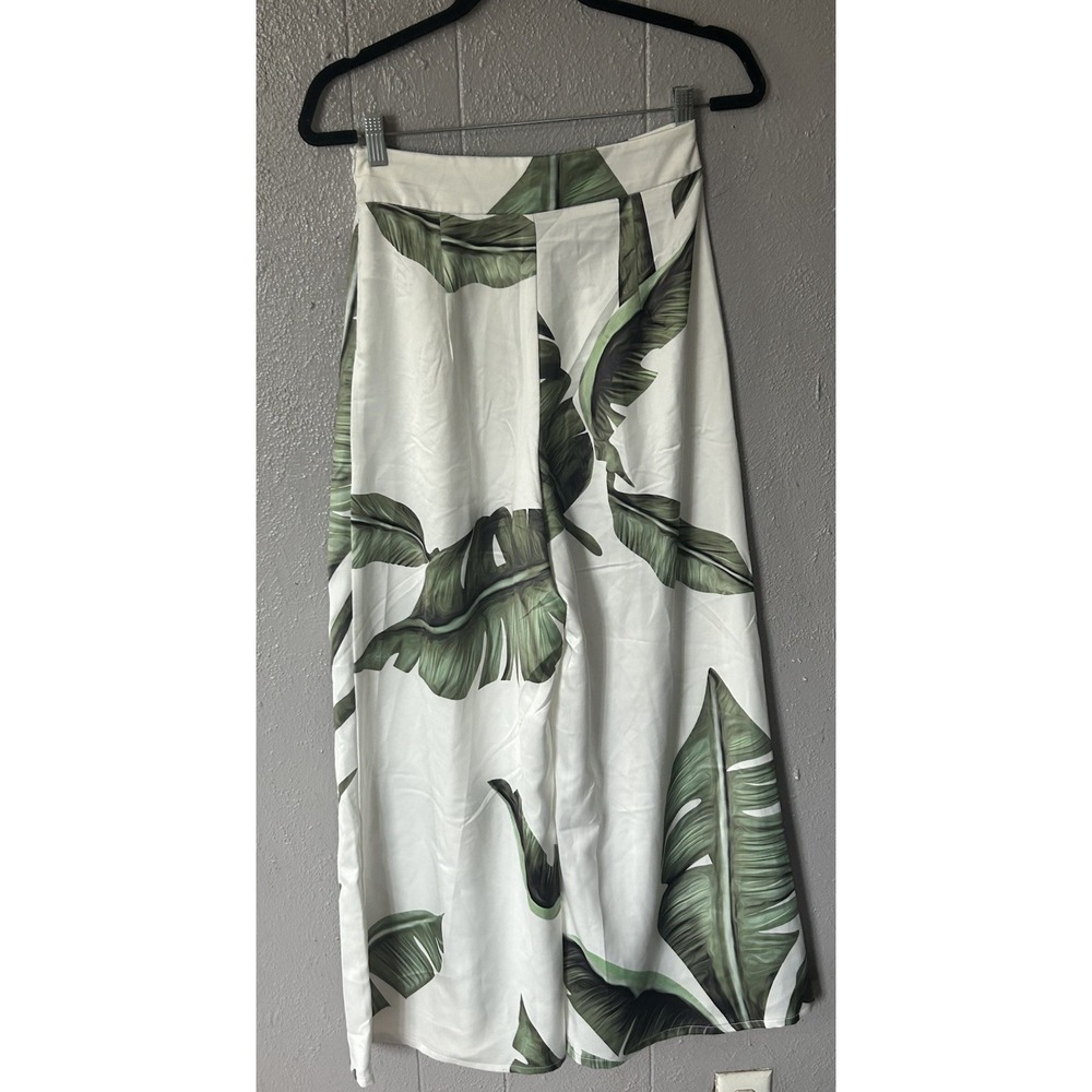 Women's L'atiste By Amy Leaf Print Palazzo Wide Leg Pants Size S NWT Tropical - Picture 4 of 6